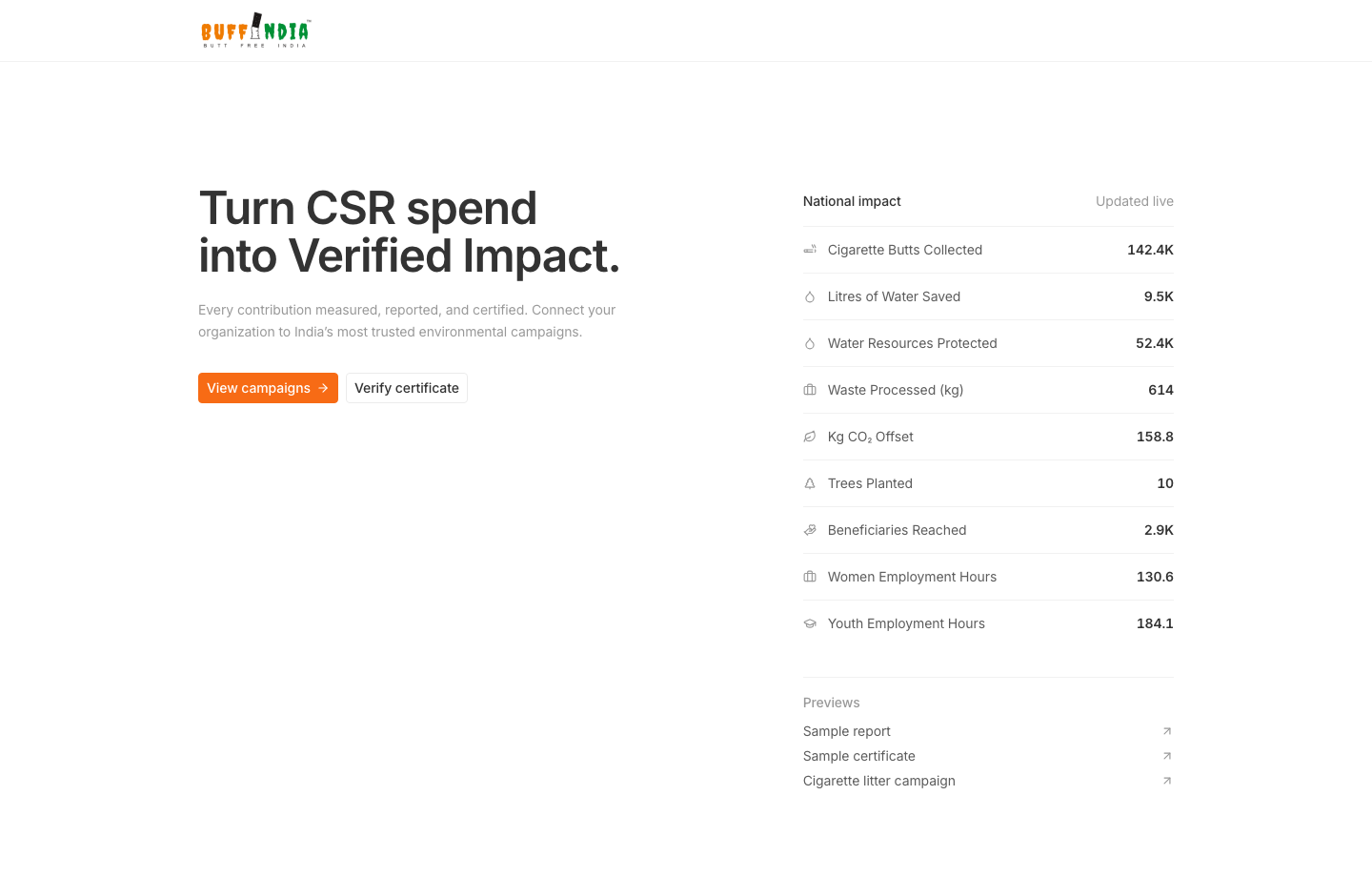 Buff India — CSR platform